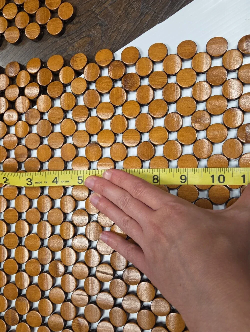 Vintage Mid-Century Modern Wood Disc Placemats, Set of 3, Flexible Geometric Tab